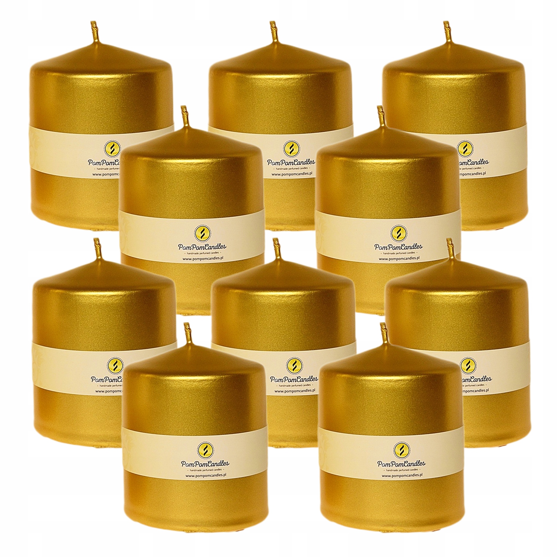 

10x Świeca Walec 6,5 X 7 cm złoty Świeczka