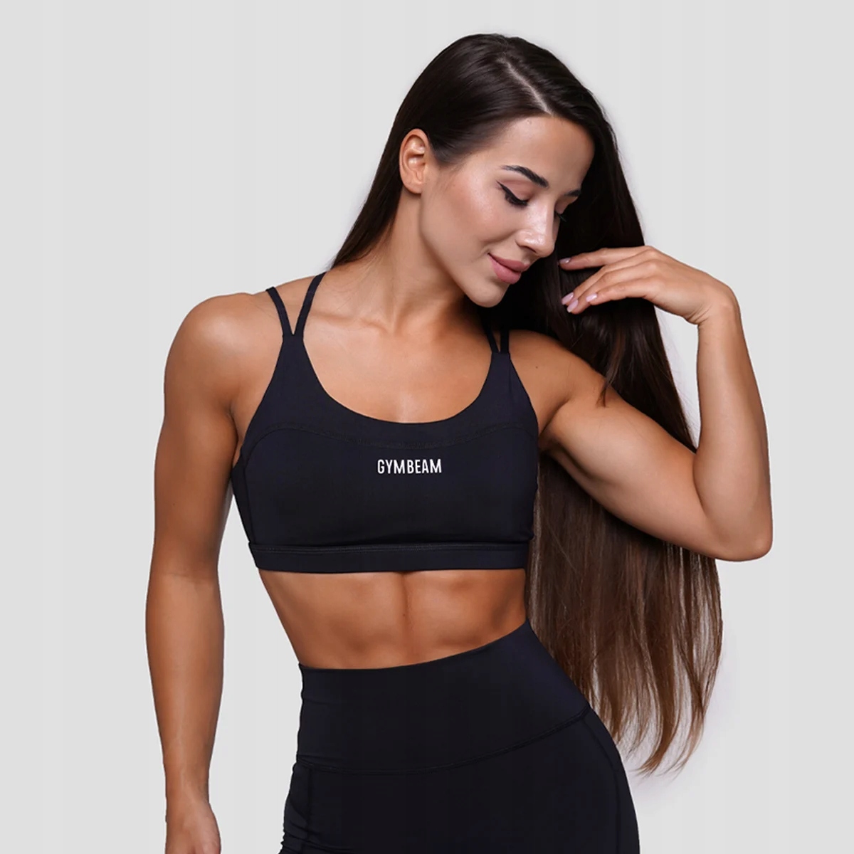 Biustonosz Sportowy Stanik Siłownia Fitness Do Biegania Czarny GymBeam L