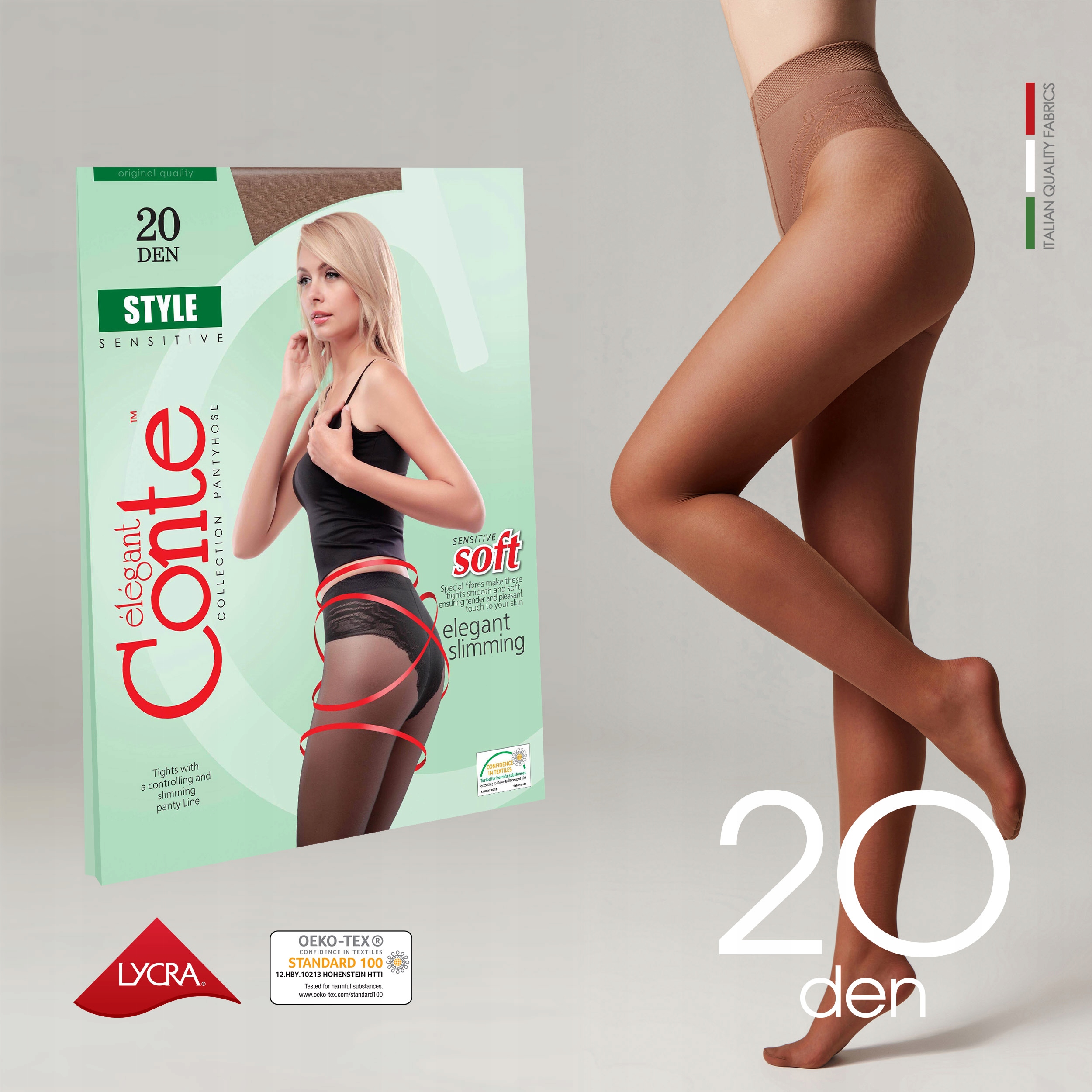 Rajstopy WYSZCZUPLAJĄCE z ażurowymi majtkami Conte STYLE 20 den LYCRA Kod producenta 1001143270020005