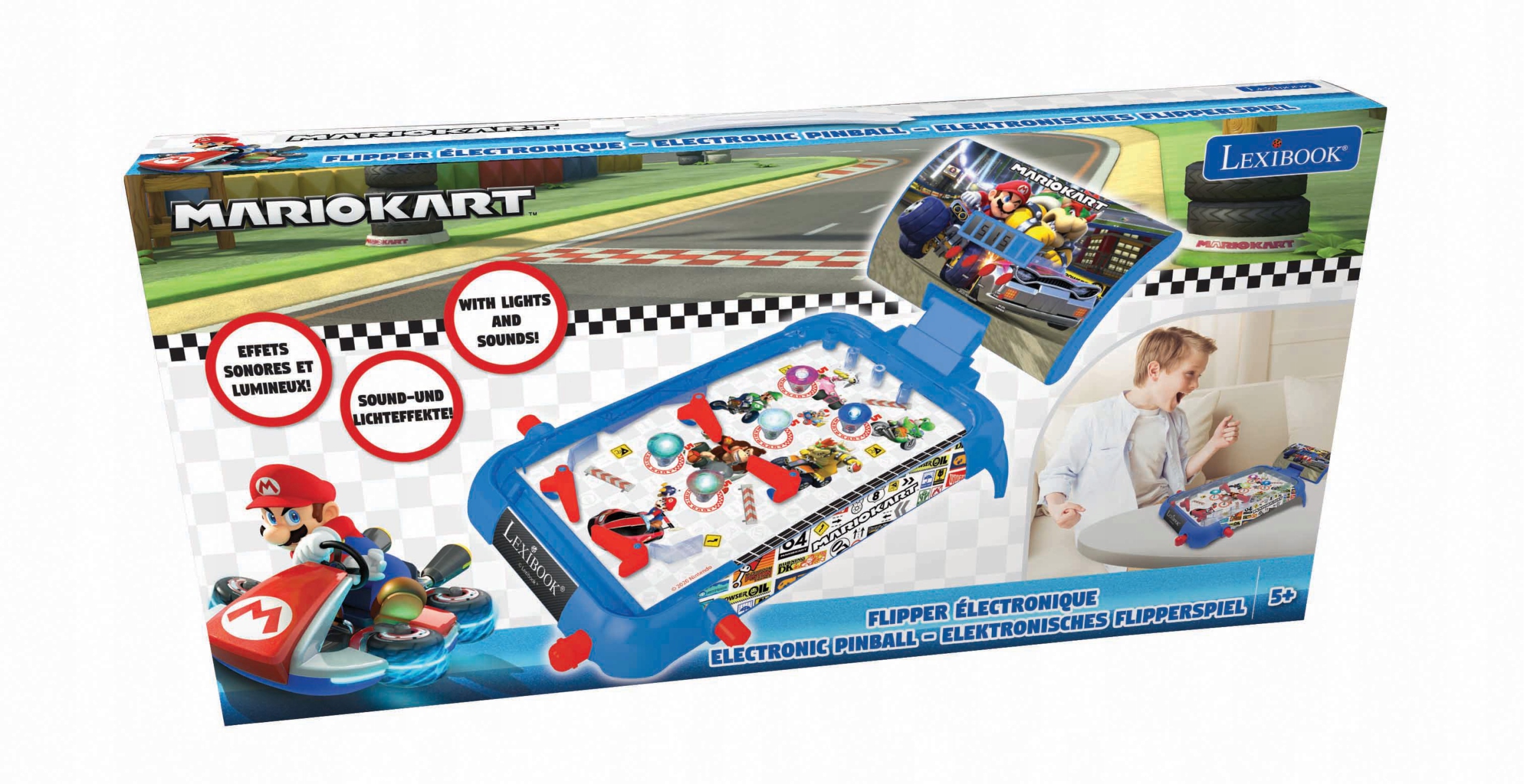 Elektroniczny pinball Lexibook Mario Kart ze światłami i dźwiękami Minimalna liczba graczy 1