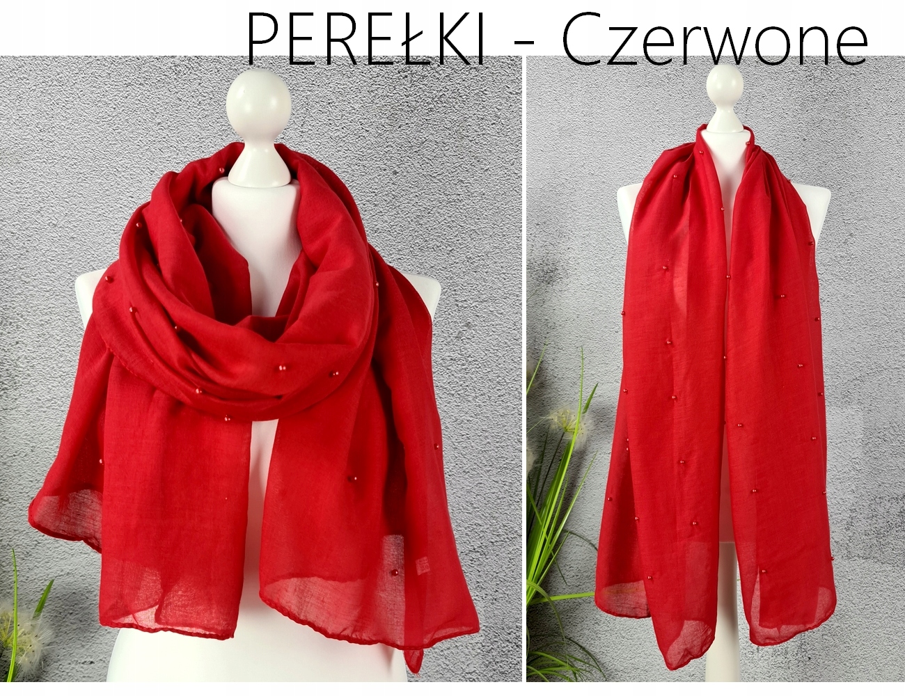 DUŻY SZAL APASZKA GŁADKI szalik z PEREŁKAMI jednokolorowa chusta - KOLORY Materiał dominujący inny