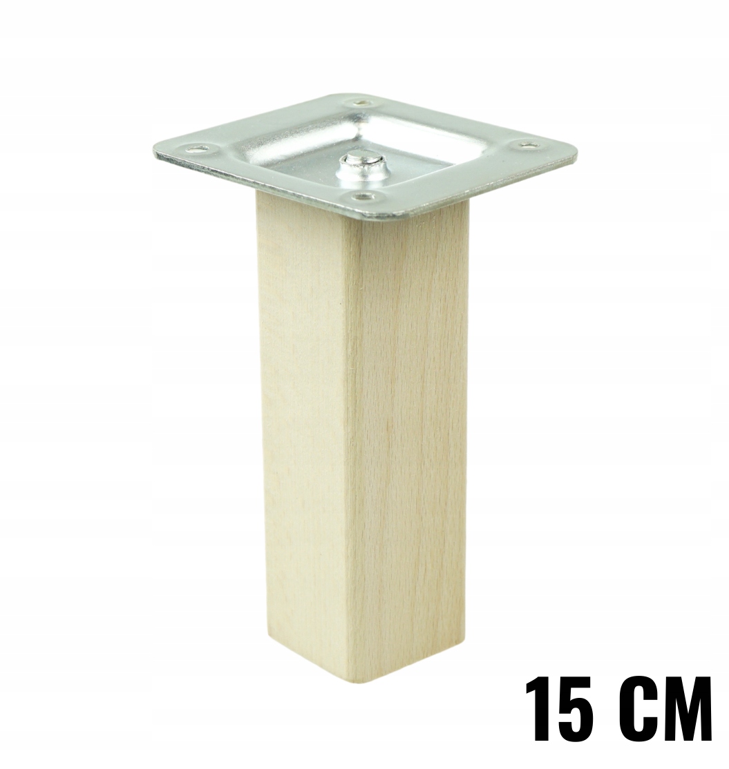 

Noga nóżka drewniana 15cm do mebli bukowa z blachą
