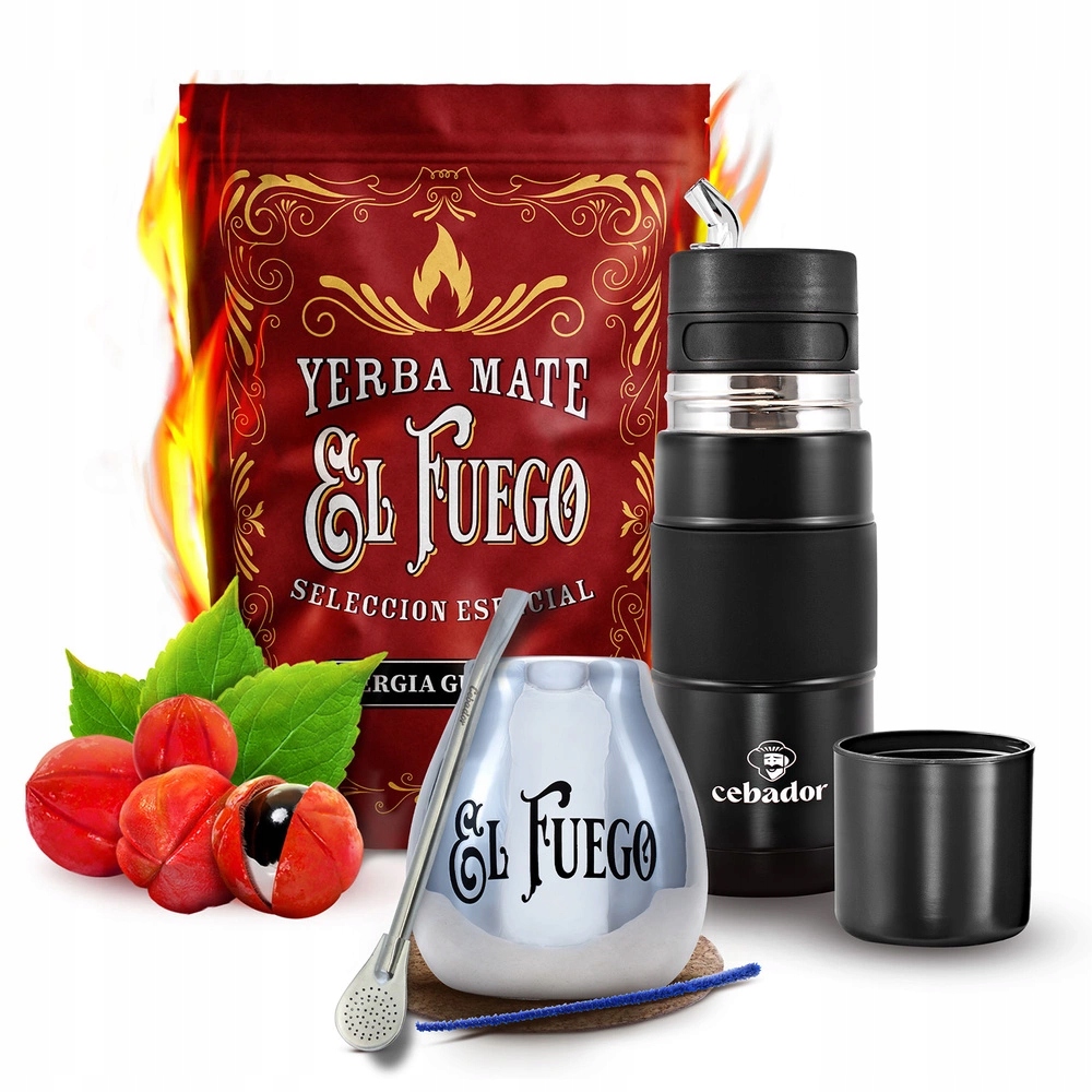 Set Yerba Mate El Fuego Energia Yerbomos X Cebador 500 g 0,5 kg