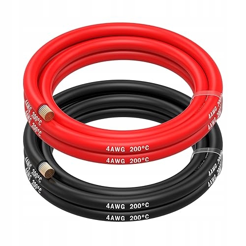 Kabel 4 Awg Pocínovaný Měděný Červený Černý 2X1