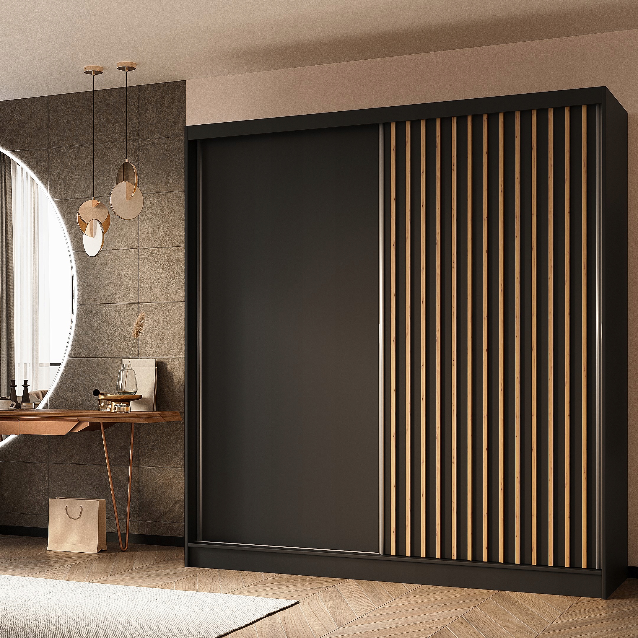 Skříň 200 cm posuvná, černá