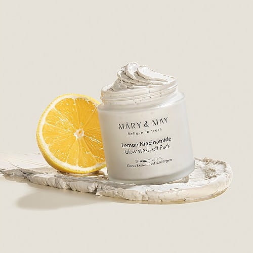 Mary&May Lemon Niacinamide Glow Wash off Pack 125 g - Redukująca przebarwienia maseczka do twarzy — 4