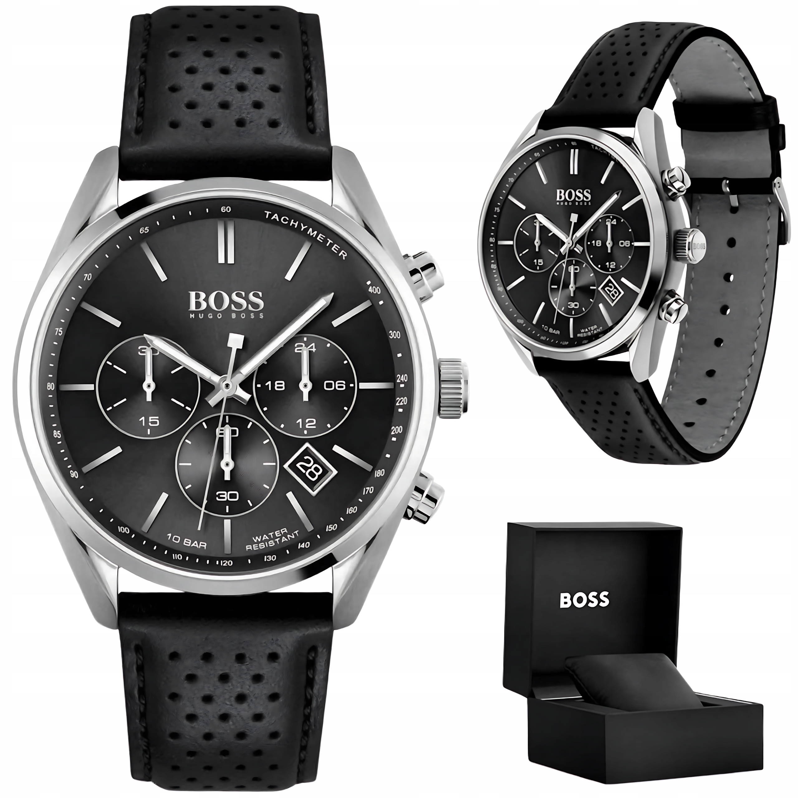 Pánské Hodinky Hugo Boss 1513816 Champion Černý Chronograf Datumovka WR100