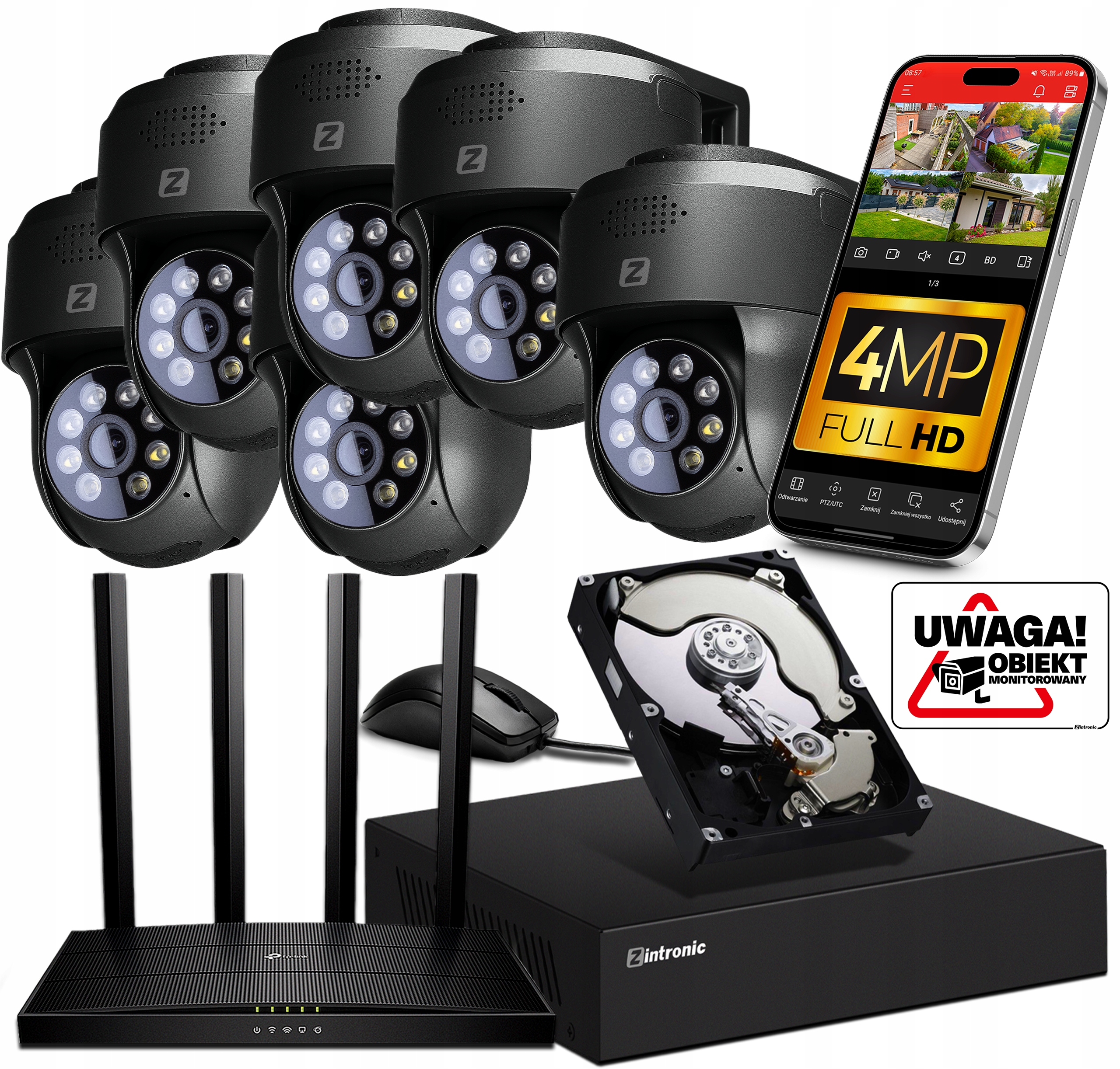 Sada pro Monitorování Ip WiFi 6 Kamer P4 Dark WiFi 4MPx