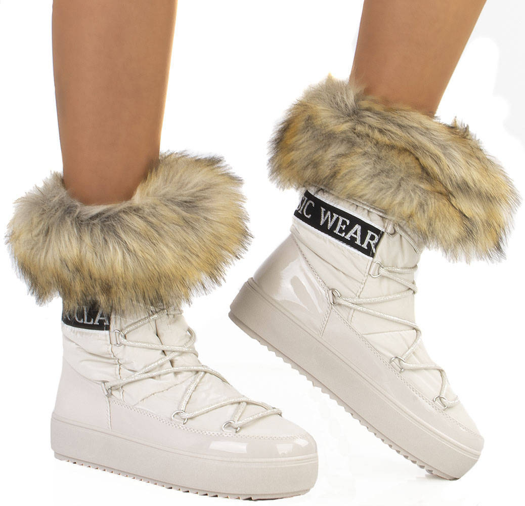 ŚNIEGOWCE BEŻOWE CIEPŁE BOTKI Z FUTERKIEM ZIMOWE 41