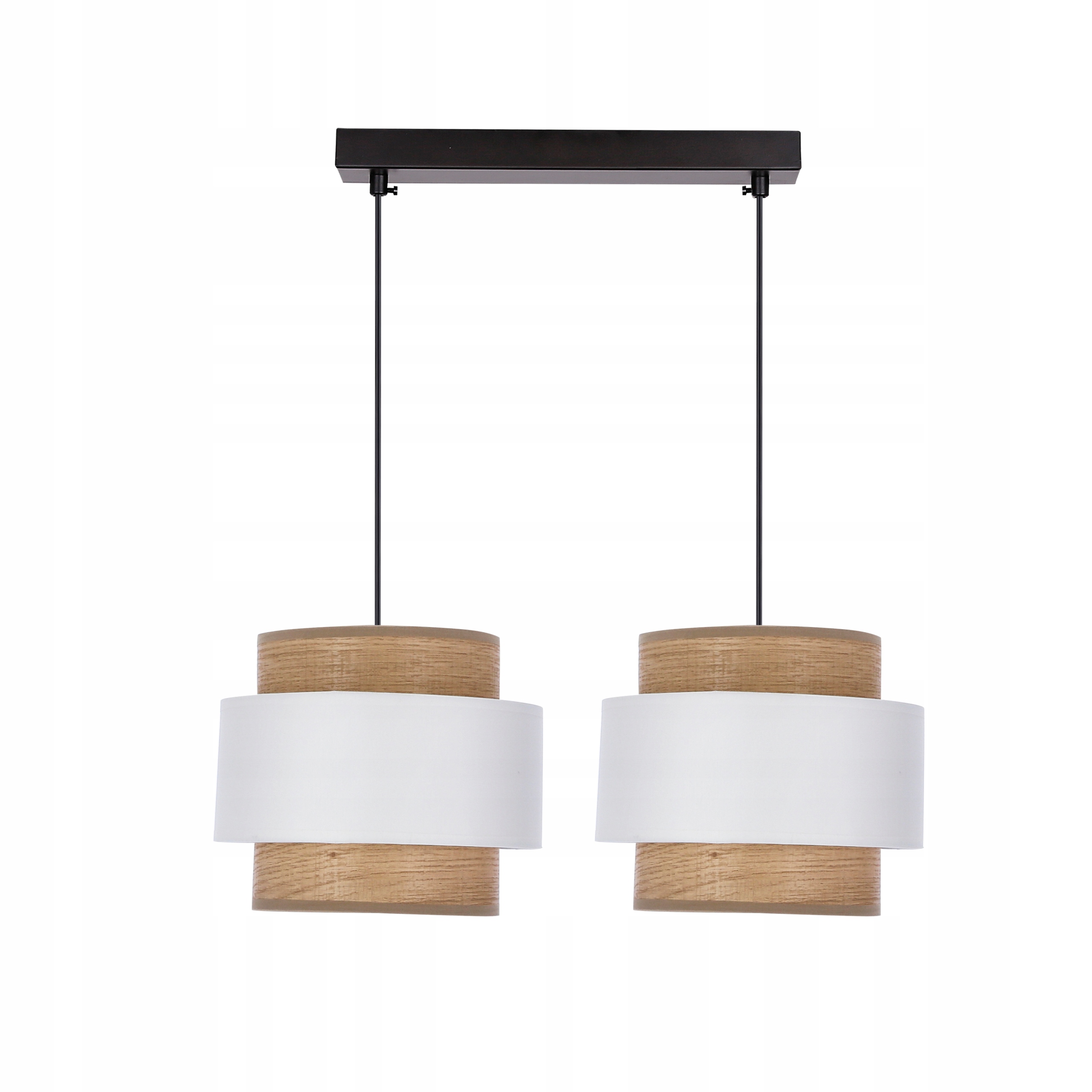 Forni závesná lampa čierna 2x40W E27, tienidlo biela orechová