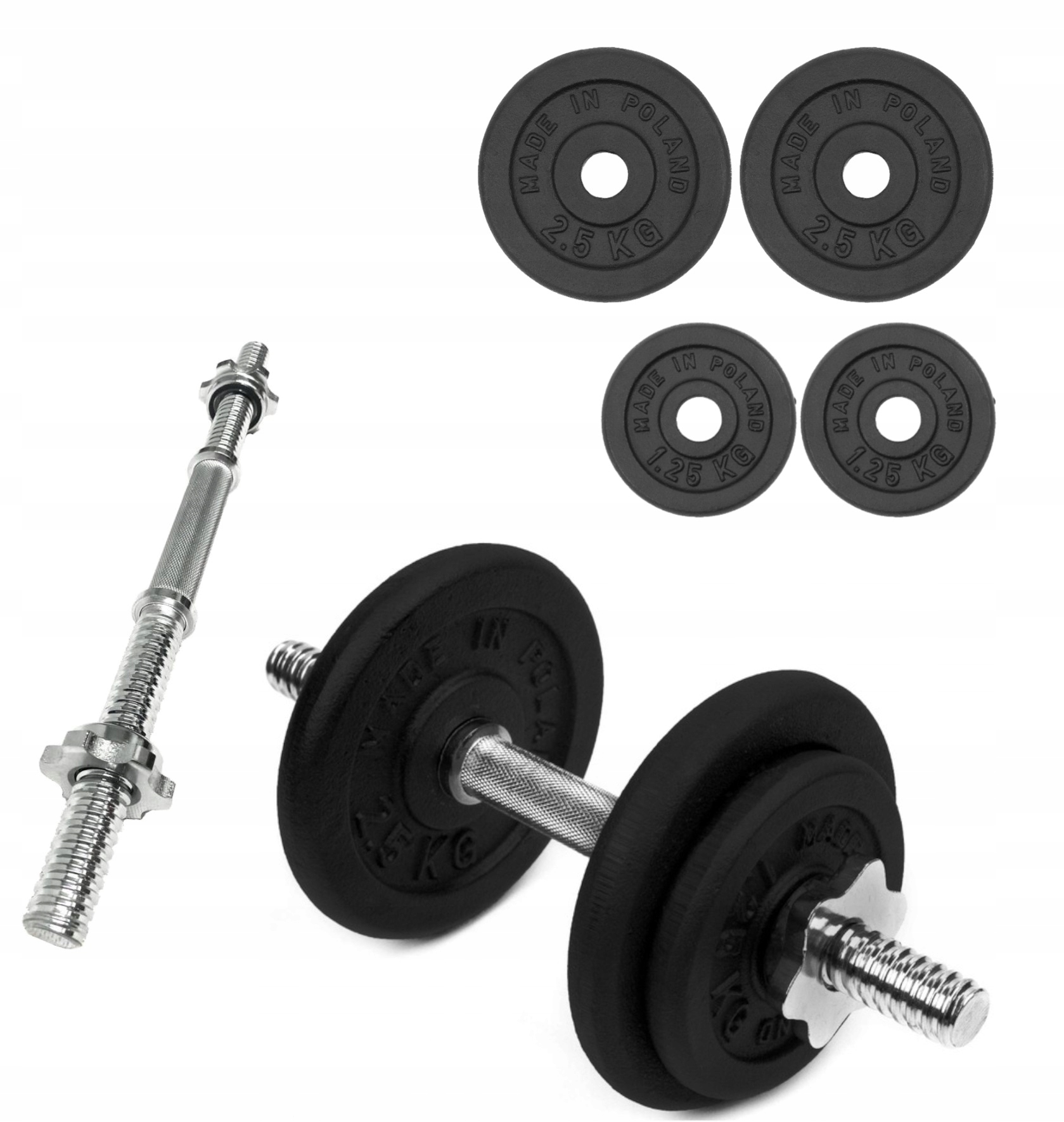 

Hantla Żeliwna 1x10kg gryf Talerze zestaw 10kg