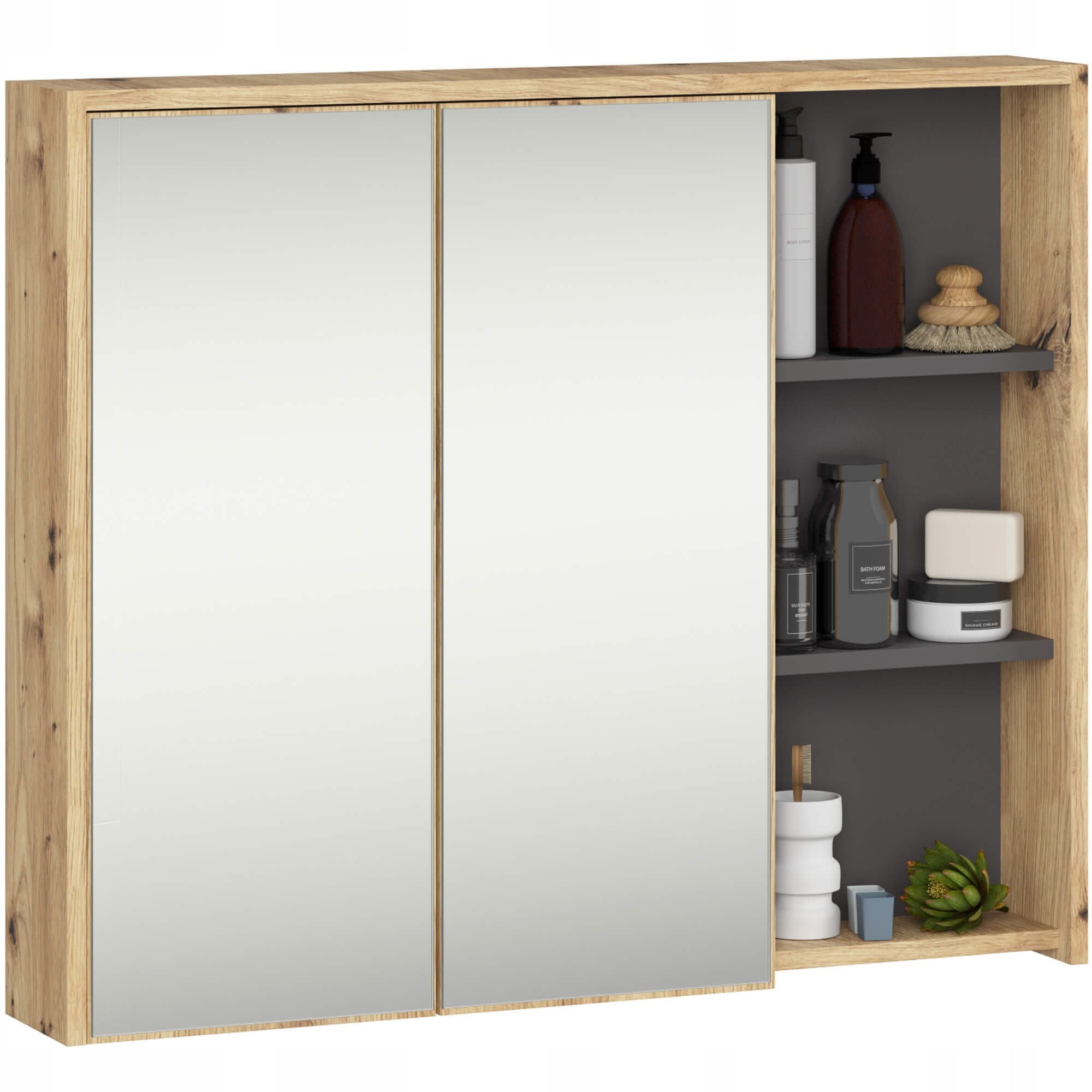 Závěsná Koupelnová Skříňka Vami W90 2D3P Lo Artisan/grafit Akd
