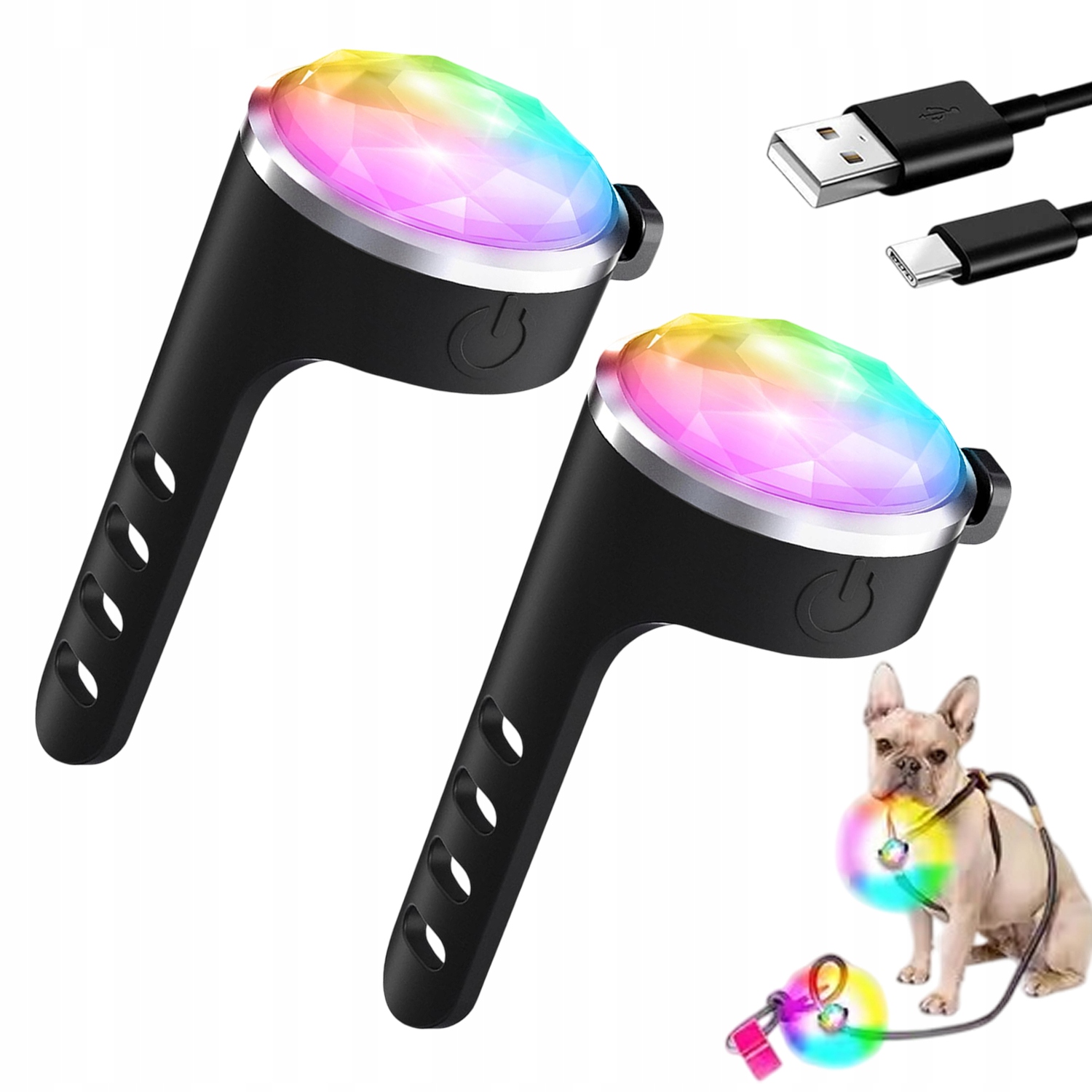 Levně Obojek Svítící Led Rgb Usb 2KS Pro Psa A Kočku Nastavení Nastavitelné IP65