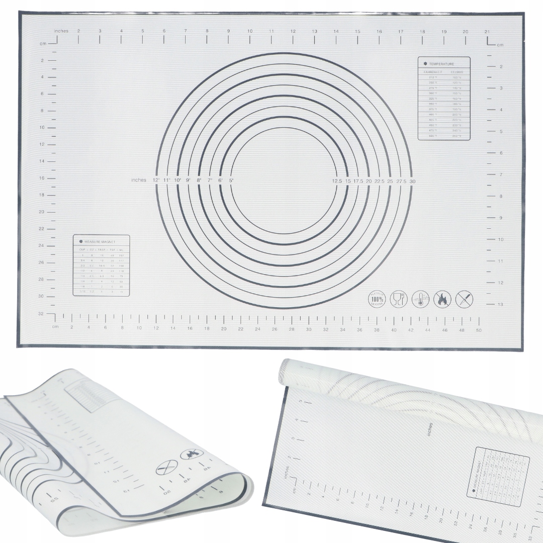 

Stolnica silikonowa Mata Kuchenna z miarami Duża