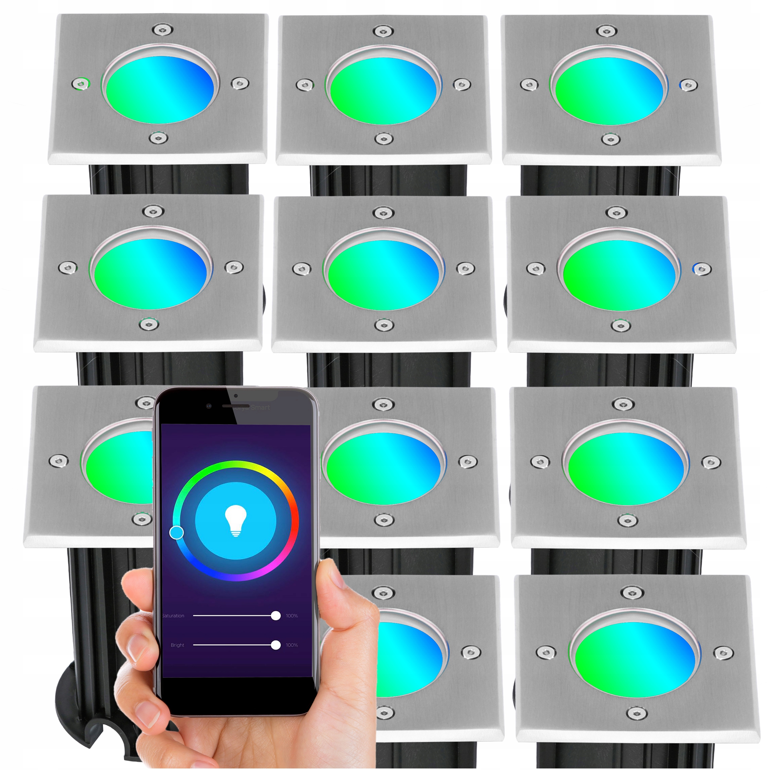 11x Oprawa Najazdowa Smart Tuya Żarówka Rgb GU10 230V IP65 Kolorowa Pilot
