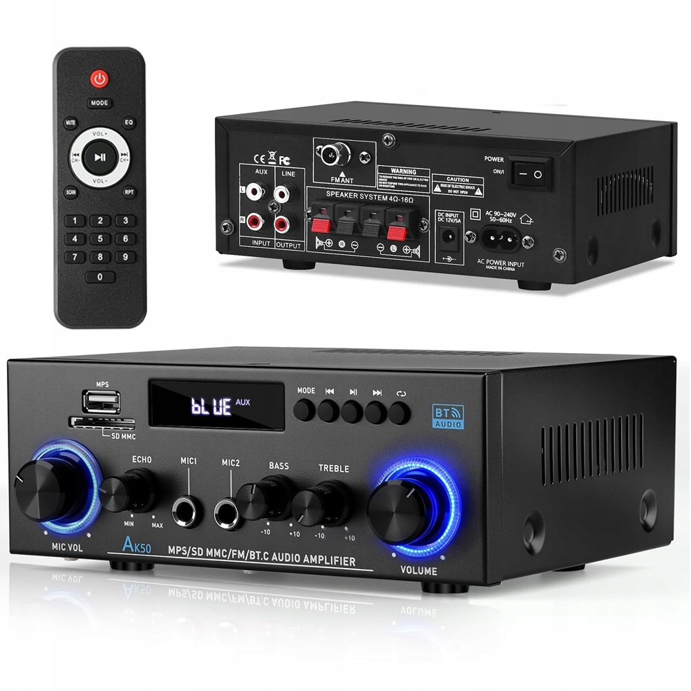Digitální Stereo Audio Zesilovač Bluetooth 5.0 800W Receiver 12V Výkonný