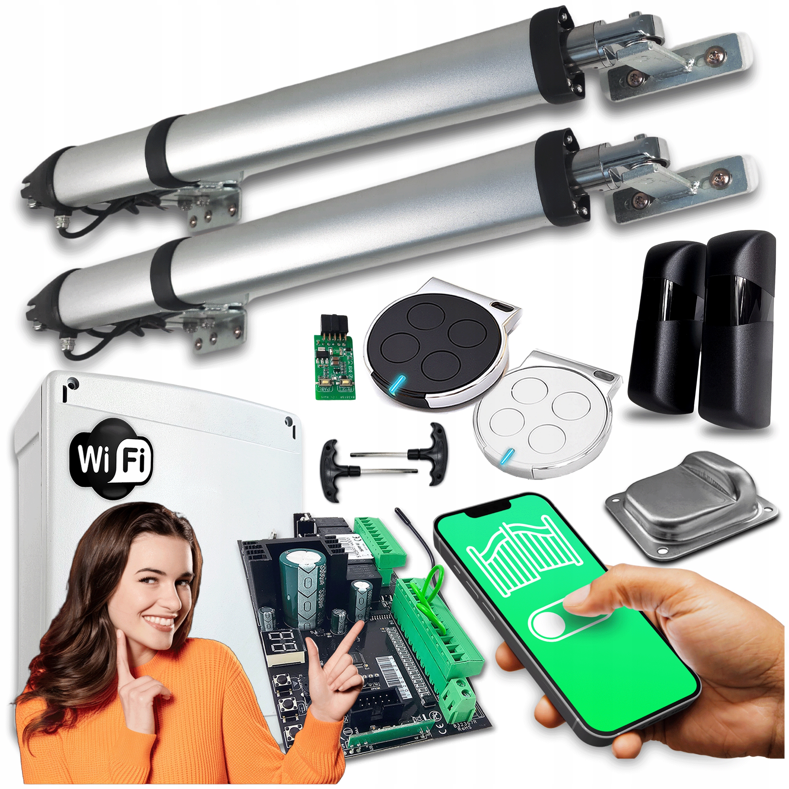Set pohon pro bránu pohon křídlových bran Wifi 300 automat 2x Pilot