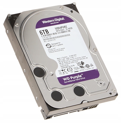 HDD Video Surveillance WD Purple 6TB CMR, 3.5'', 256MB, SATA 6Gbps, TBW:180 — 5