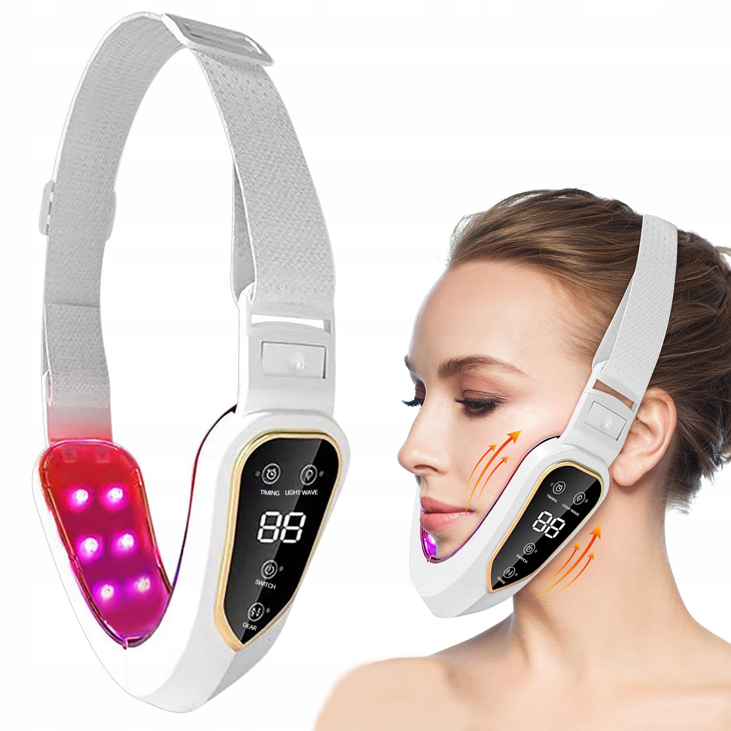 Masážní Přístroj Na Obličej 2V1 Sada Led Terapie Červené/modré Světlo Lifting