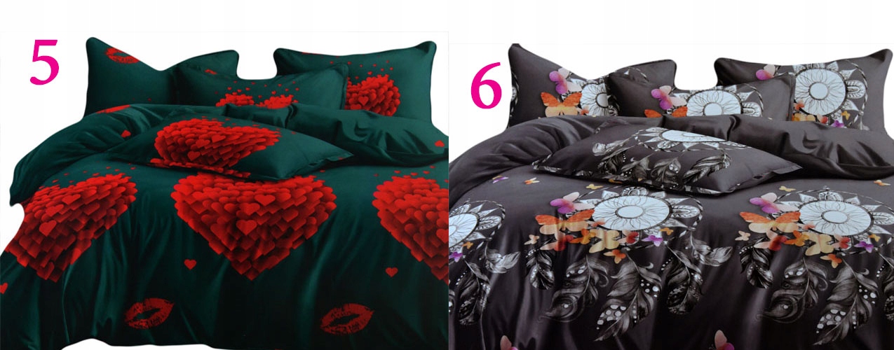 POŚCIEL 3d140x200 SATYNA BAWEŁNIANA 4cz.NOWE WZORY Wymiary kołdry 140x200cm