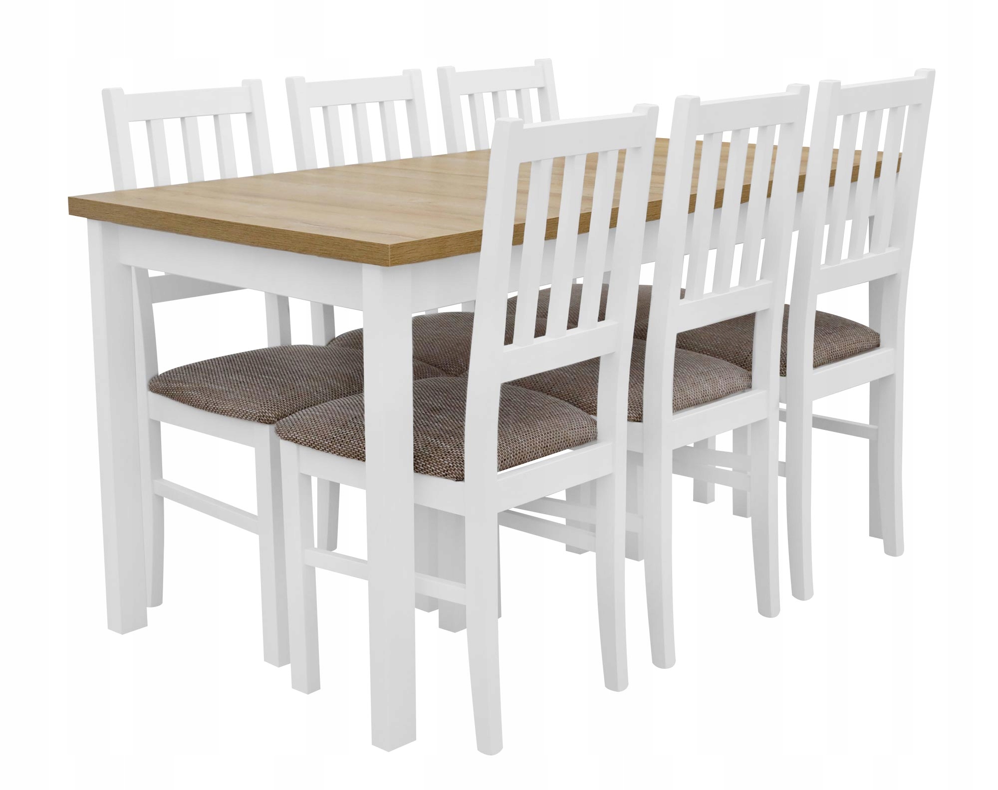 Rozkládací Stůl Se 6 Jídelními Židlemi X010 Bílá/dub Grandson