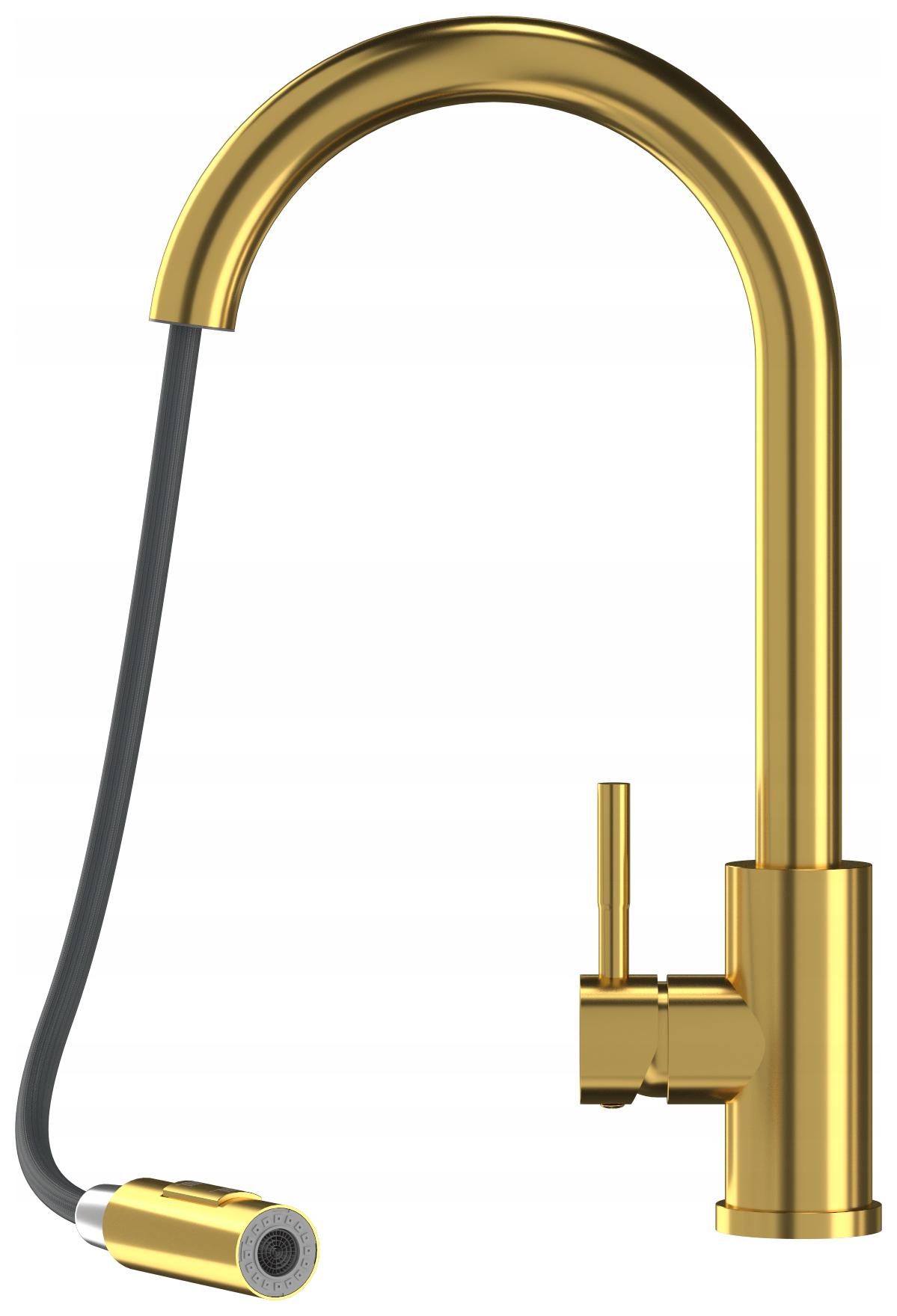 Kuchynská Batéria So Výsuvnou Hubicou Zlatá, Oceľový Kohútik Loseto Gold