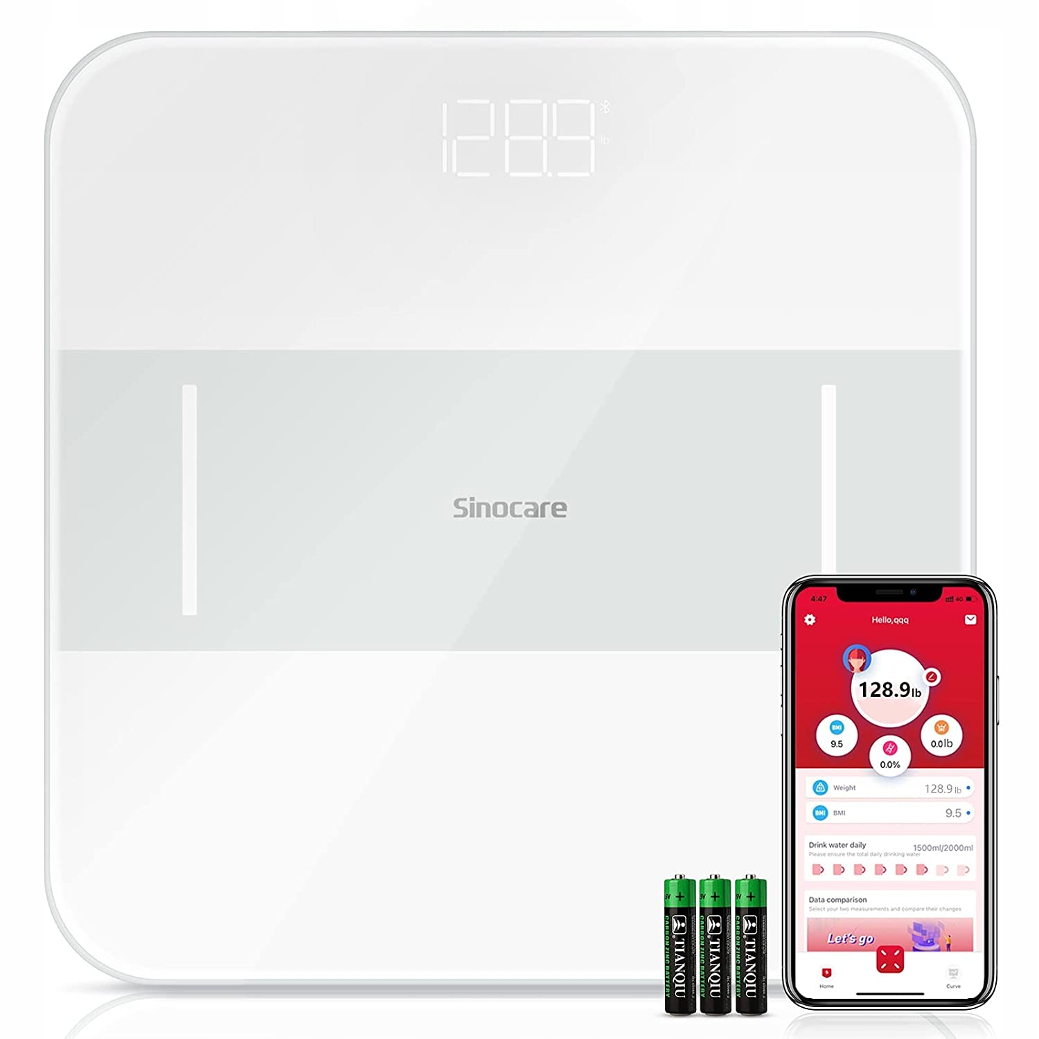 Waga Łazienkowa Bt Biała Bmi Aplikacja Cienka