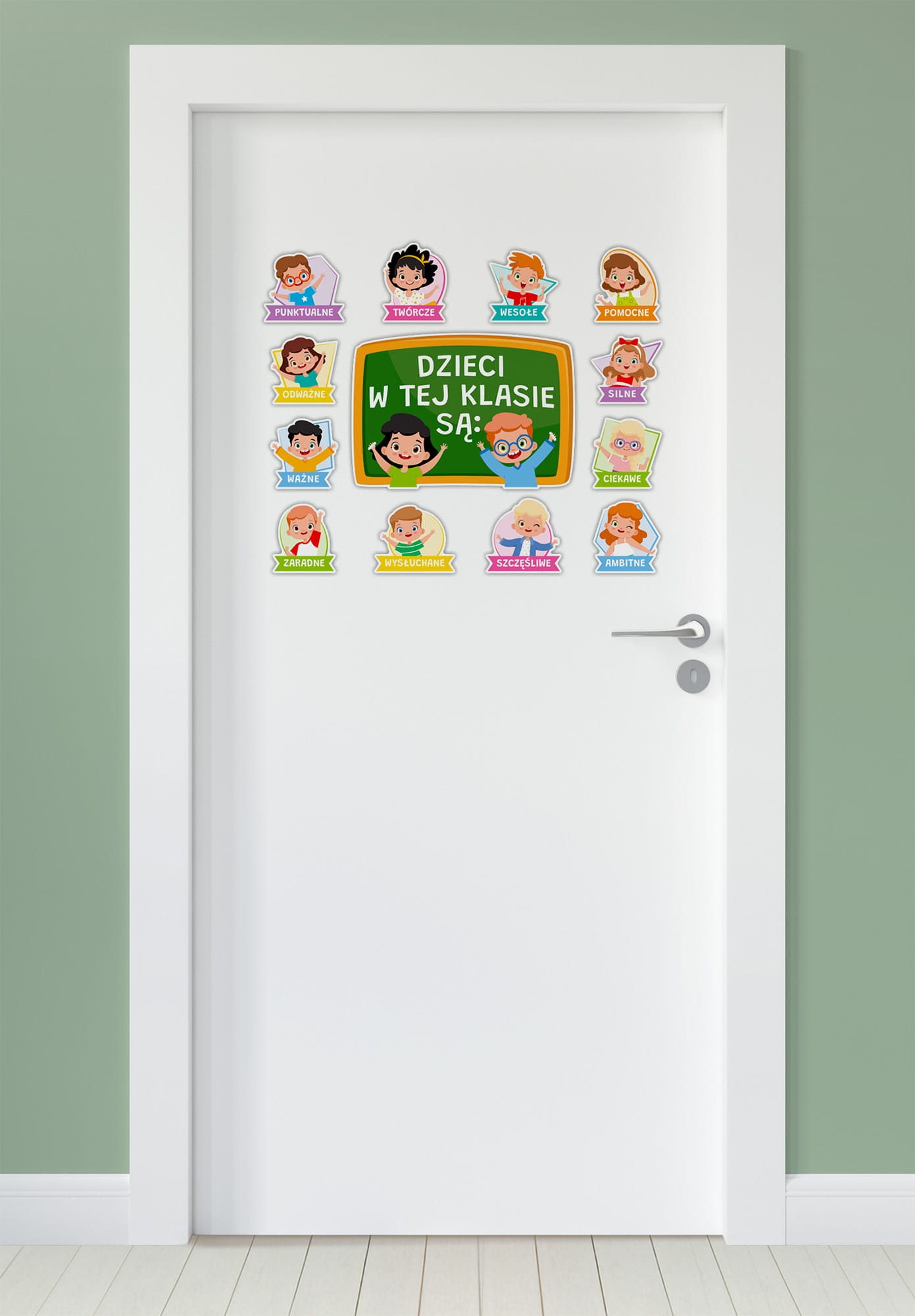 DEKORACJA KLASOWA NA DRZWI GAZETKĘ - DZIECI W TEJ KLASIE SĄ... (13 el.) Marka LearnHow