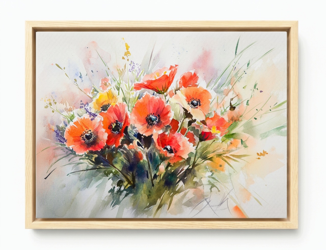 Obraz Rama American Box Príroda Dekorácia Poľné Kvety Kytica Maki 80x60
