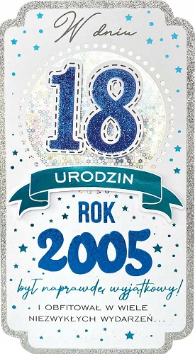 

Kartka na osiemnastkę dla urodzonych w 2005r PM280
