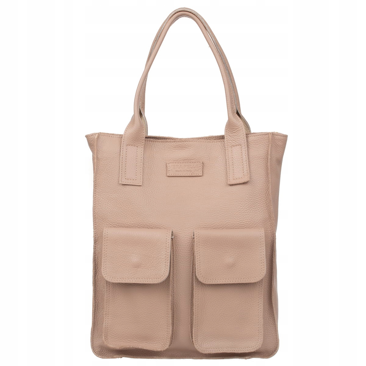 Velká nákupní kožená taška Vezze Tasca Pudrová