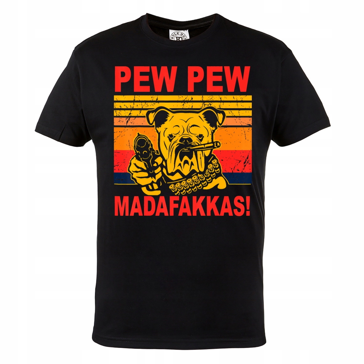 

Męska Koszulka Pies Buldog Pew Pew Madafakas