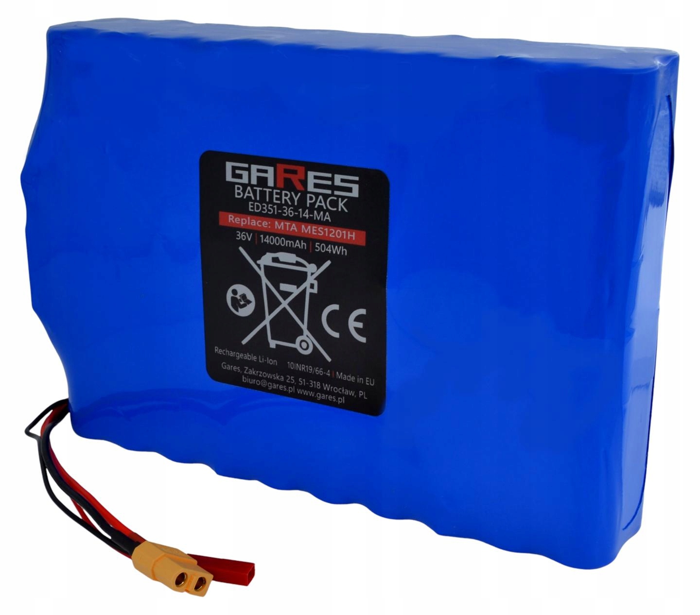 Akumulátor Gares pro koloběžku Manta MES1201H, konektory XT60, SYR-2P 36V 14Ah