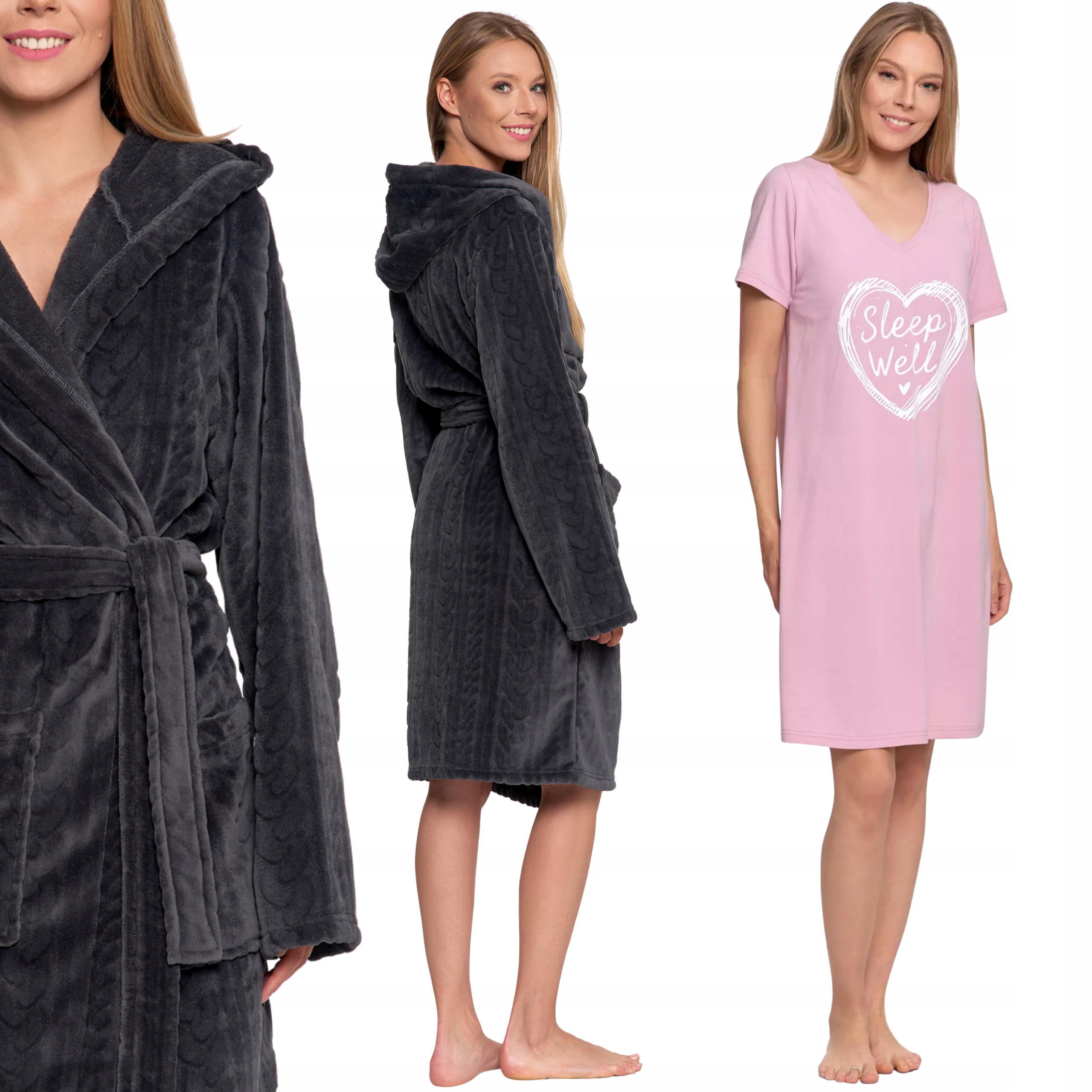 Dámský župan s kapucí a kapsami a Noční košile Dárek Moraj L