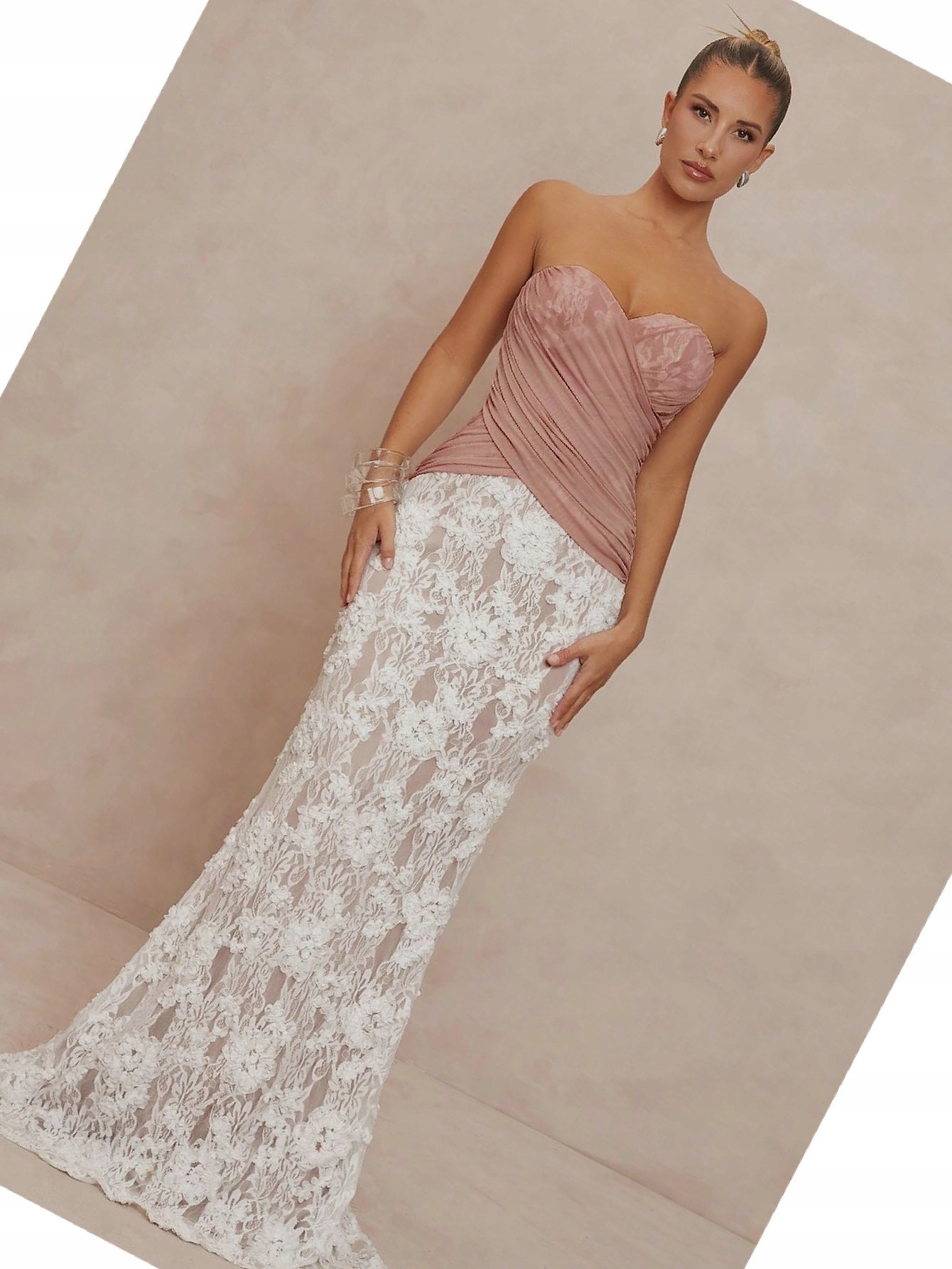 Maxi šaty s odhalenými rameny Krajková siréna Koktejlová Xs 34