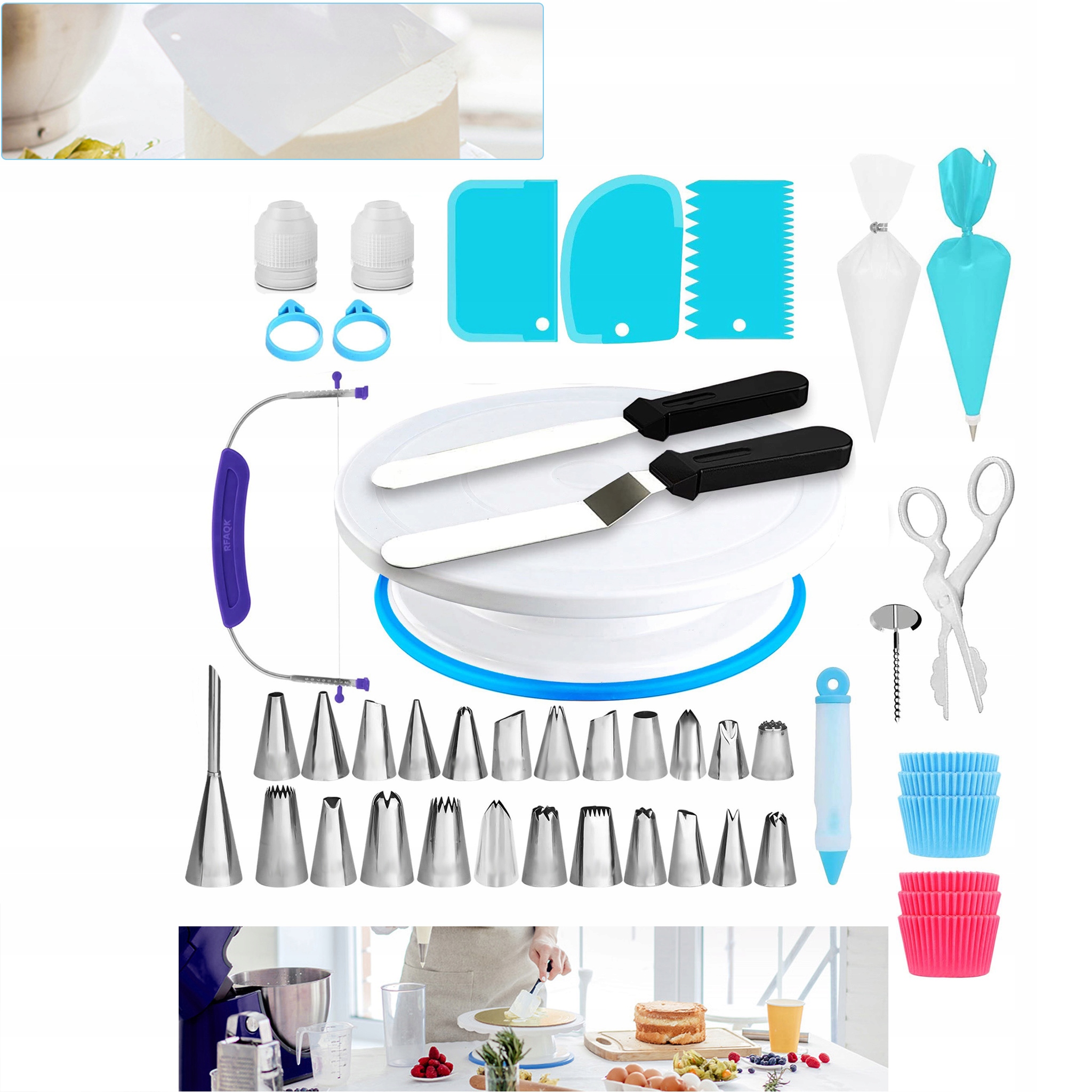 Levně Cukrářská Sada Otočný Dortový Stojan Talíř 130 ks