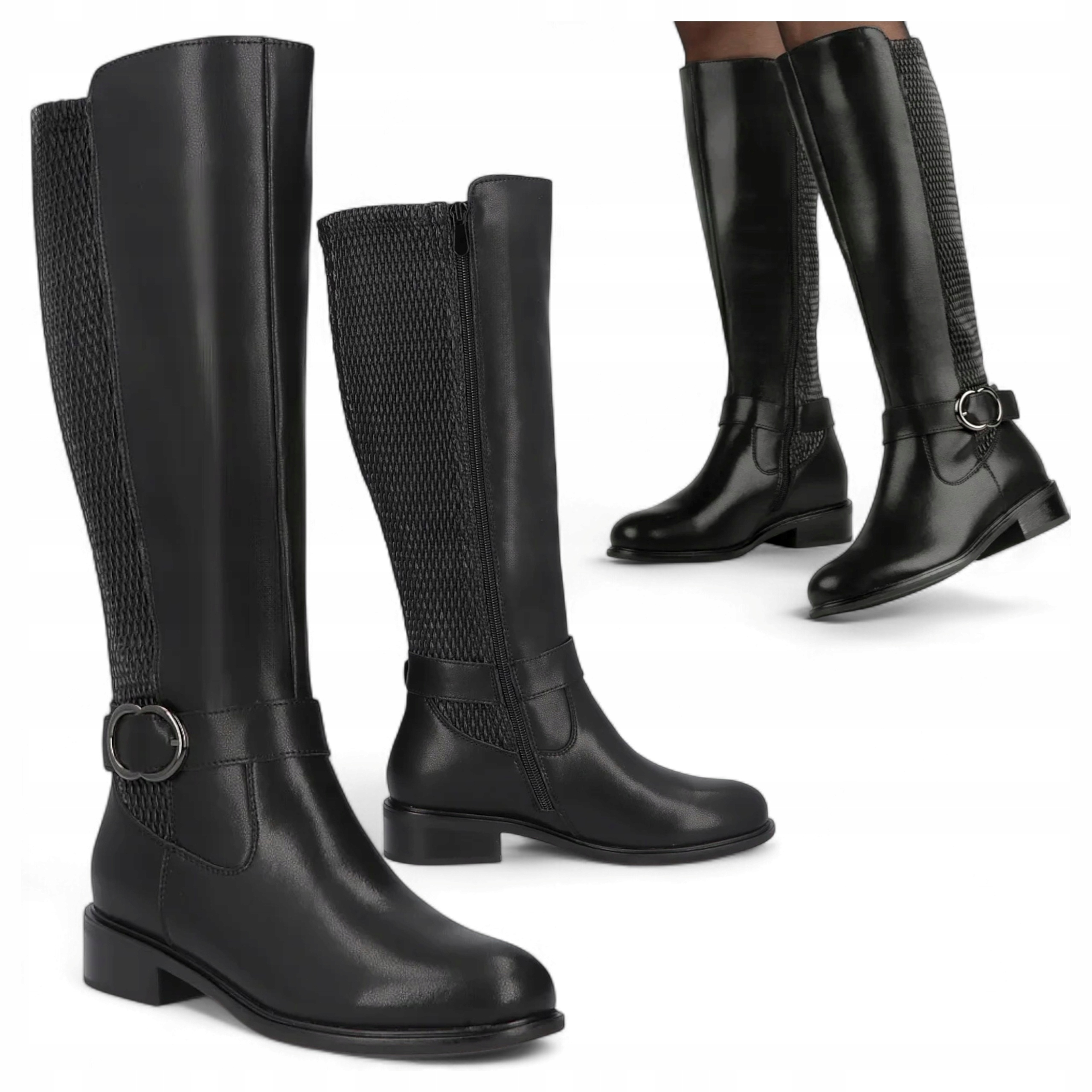 Filippo 41 Dámské kozačky dlouhé Boty na nízkém podpatku zateplené stylové