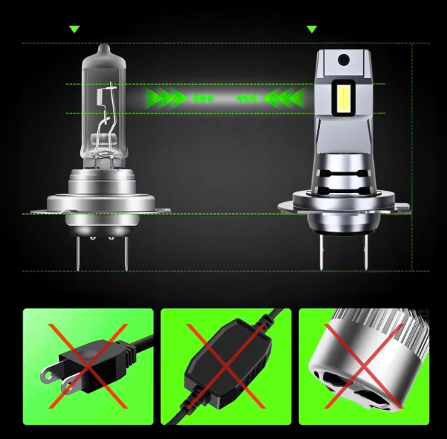 ŻARÓWKI H7 LED HOMOLOGACJA h7 XENON H7 BIAŁE RETROFIT CANBUS H7 WHITE MOCNE Trwałość 75000 h