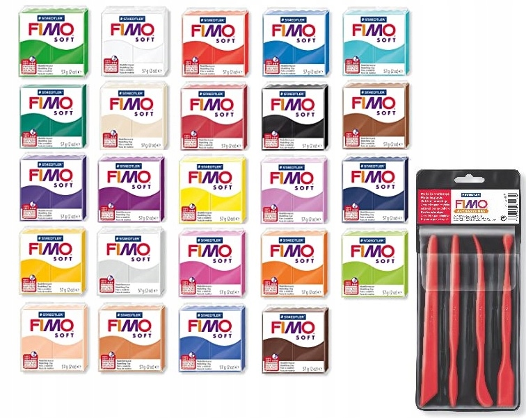 FIMO SOFT MASA PLASTYCZNA ZESTAW 24 KOL+ NARZĘDZIA