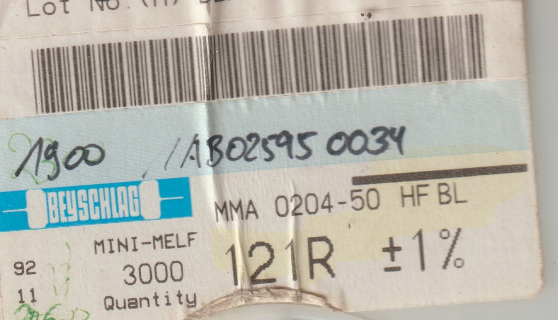 [20szt] 121R 1% 50ppm rezystor Smd mmelf MMA0204HF Beyschlag high frequency