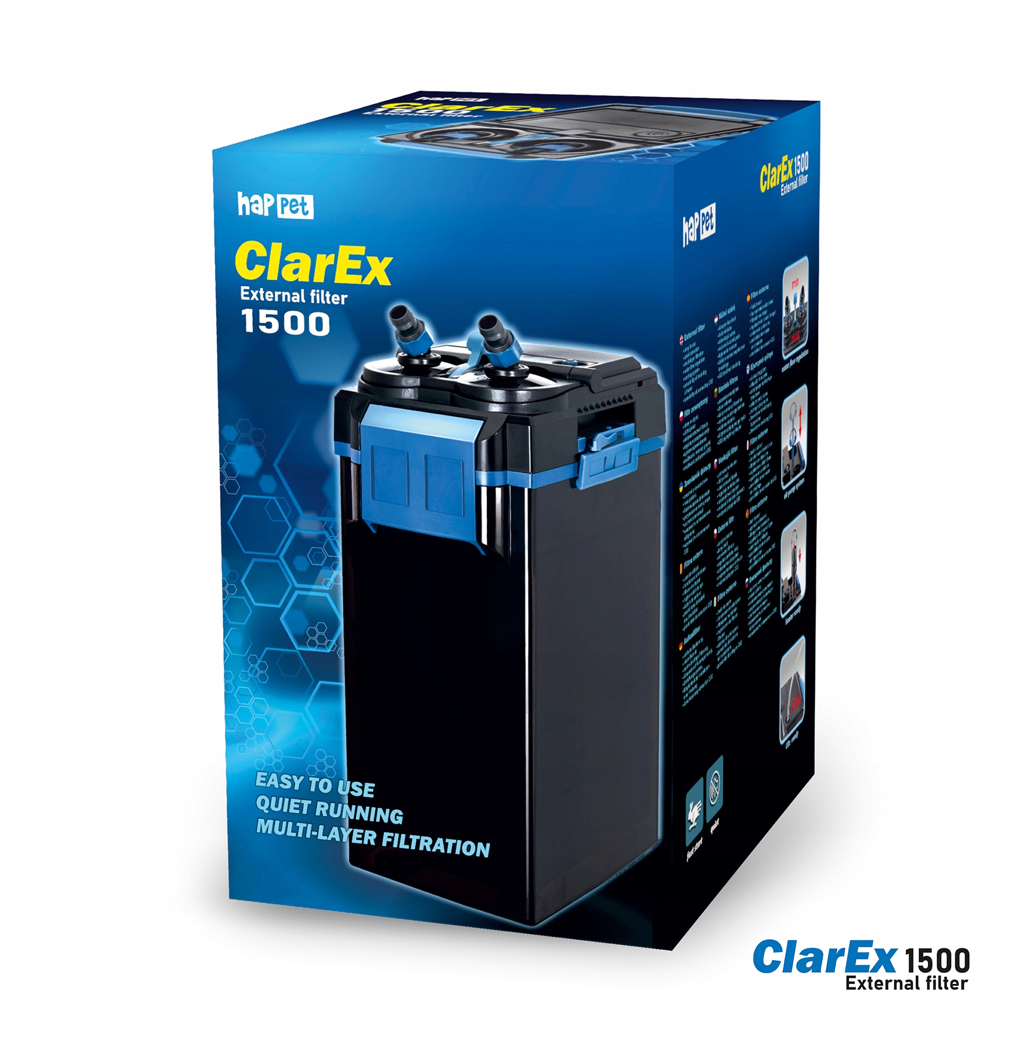 Filtr akwariowy kubełkowy zewnętrzny ClarEx 1500L/H akwarium 400-600L Cichy