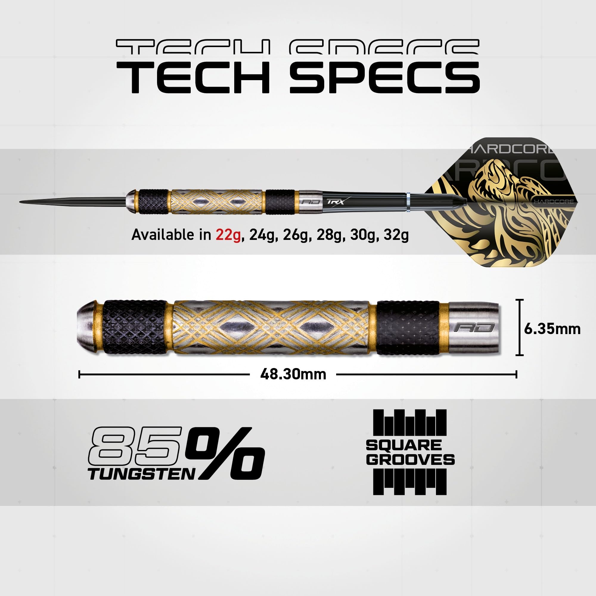 RED DRAGON ZESTAW DARTÓW GOLDEN EYE 22G 85% WOLFRAM LOTKI I SHAFTY — miniatura 4