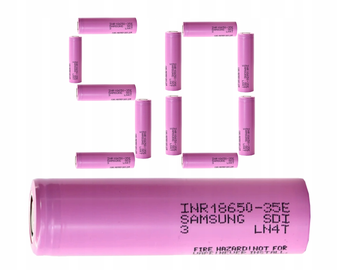 50x Samsung 3500 mAh 18650 3,8V 35E Originálny Článok Akumulátor Nový 50 Kusov