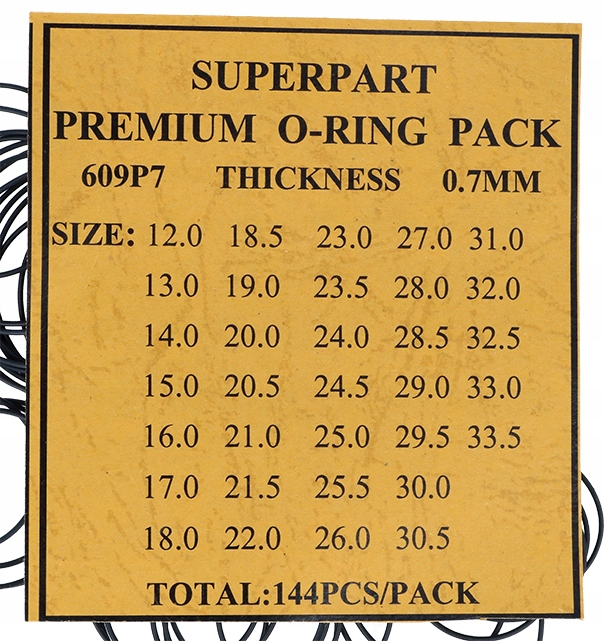 Уплотнительные кольца толщина 0,7 мм набор 144 шт.