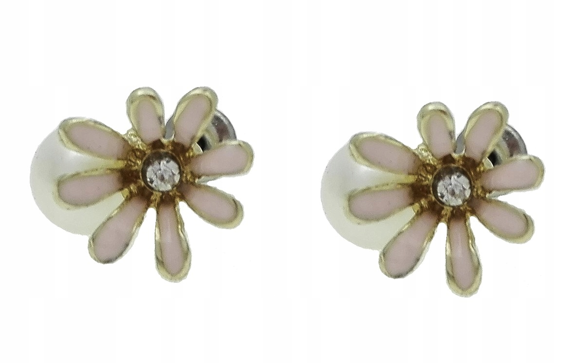 

Kolczyki złote kwiaty i perełki łososiowe