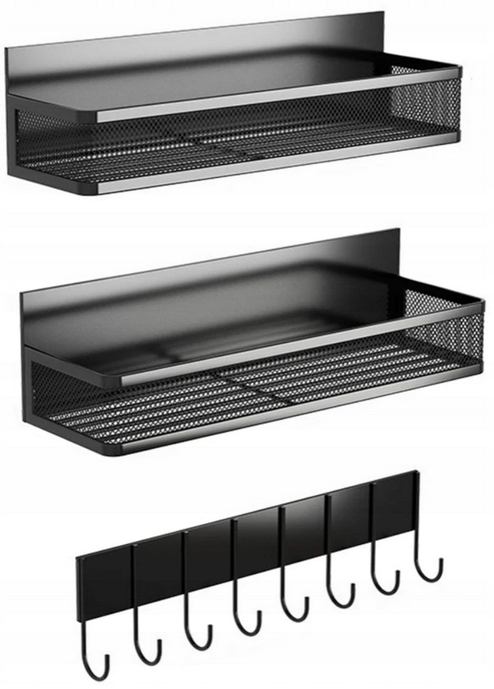 SADA 2x Magnetická polica na chladničku, práčku + polica s háčikmi