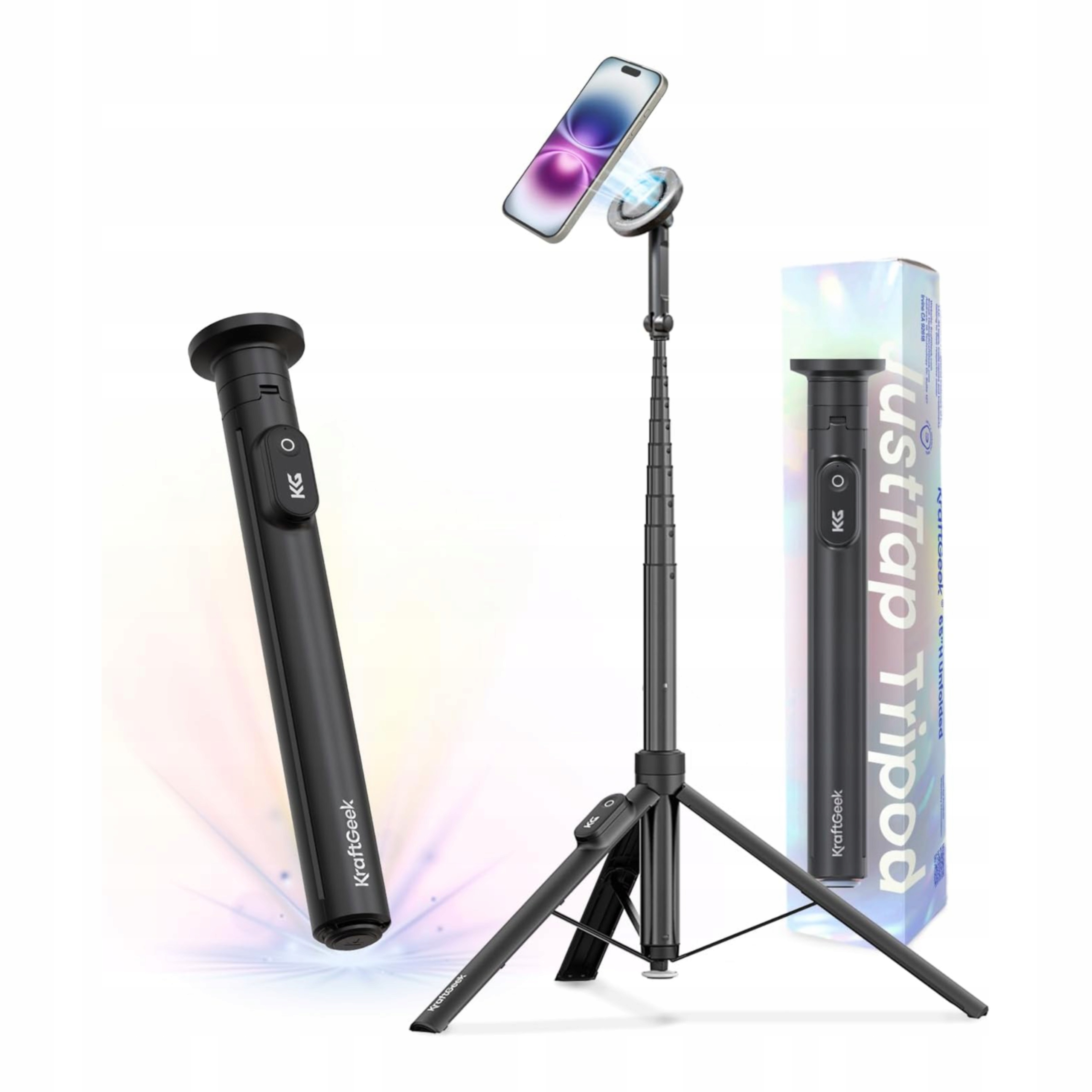 Stativ pro telefon selfie tyč magnetický držák dálkové ovládání Bt 168 cm