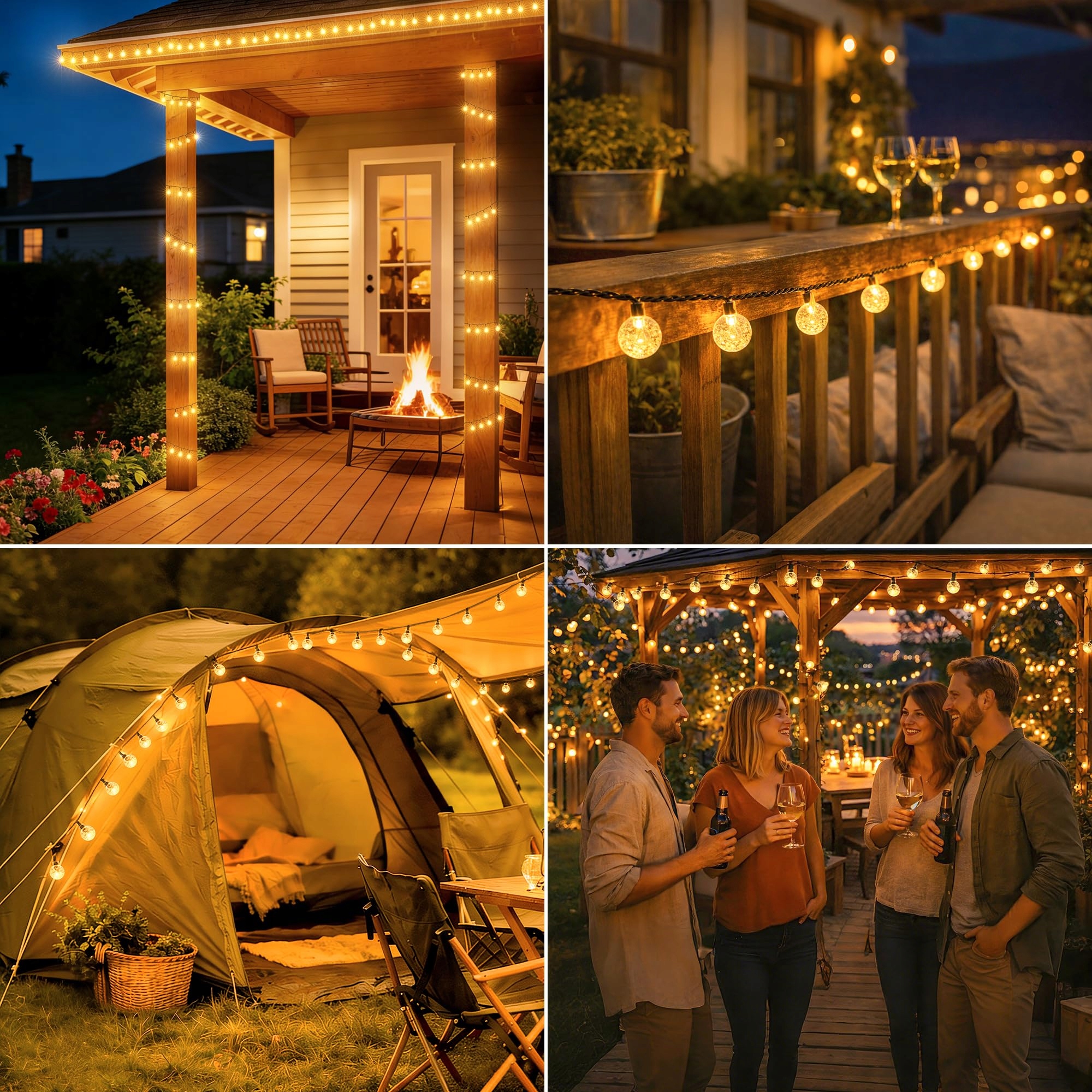 HOPEXY Solarna Girlanda 17m 150 LED IP65 Wodoodporna 8 Trybów Balkon Ogród — miniatura 8