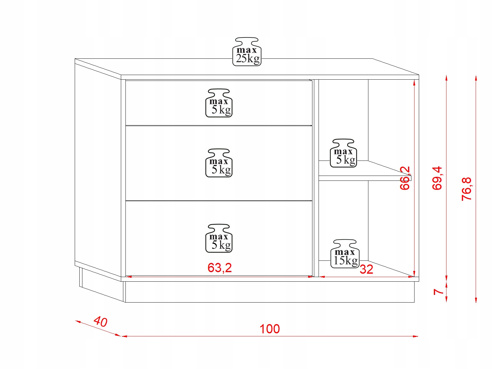 Nowoczesna komoda szafka Frame 100 cm biały mat Kolor mebla biały
