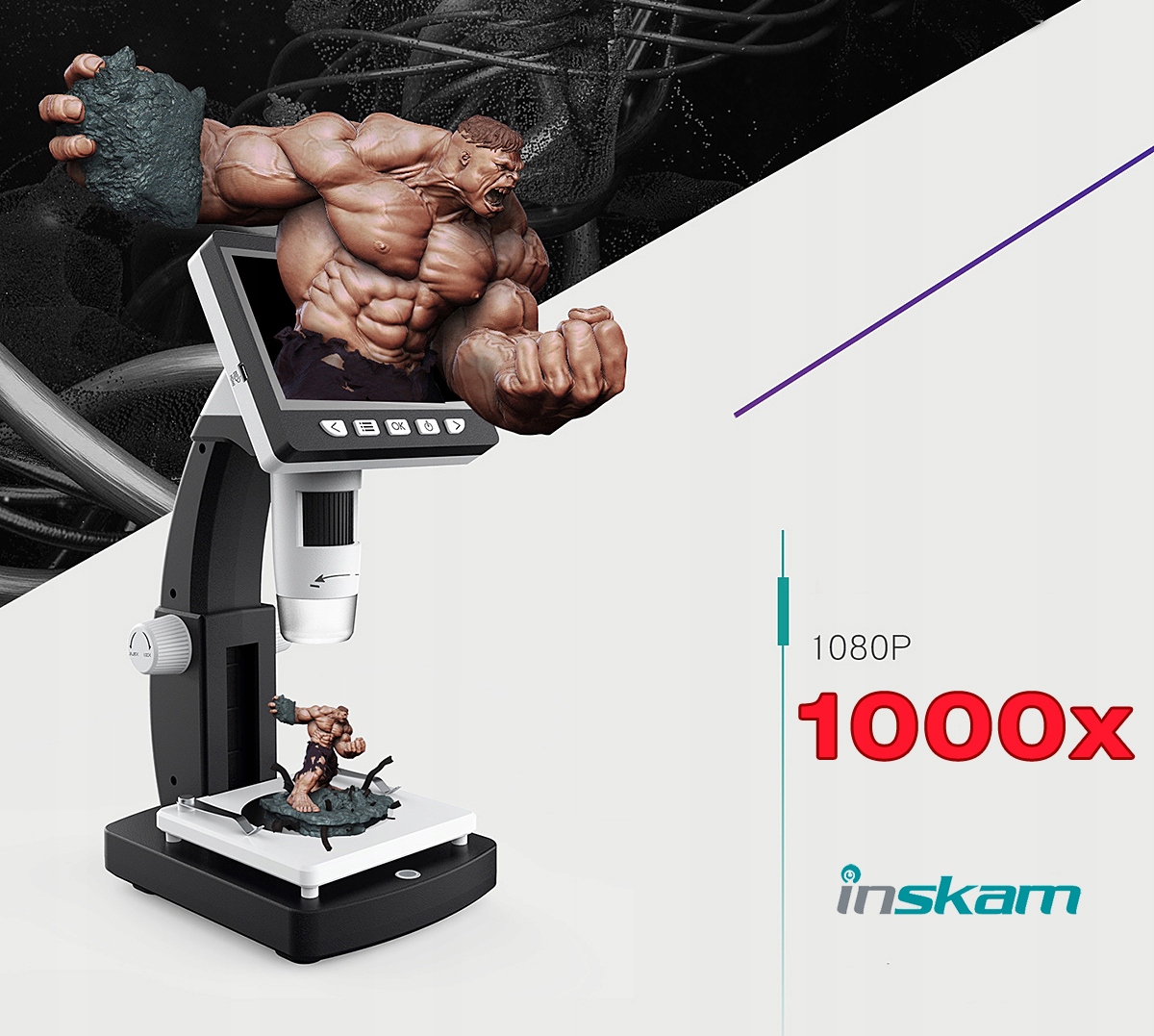 Mikroskop cyfrowy 1000x wyświetlacz LCD IPS 1080P Kod producenta INSKAM306